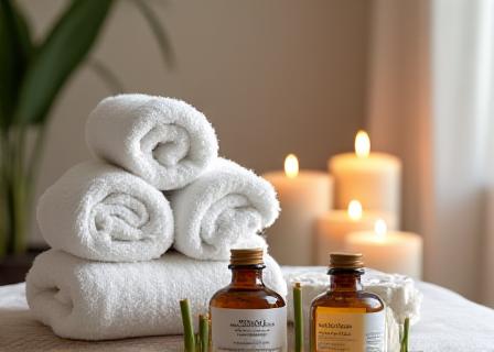 Spa treatment room with aromatic oils