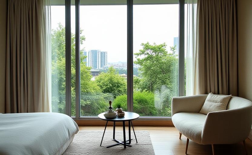 The Garden Suite with floor-to-ceiling windows